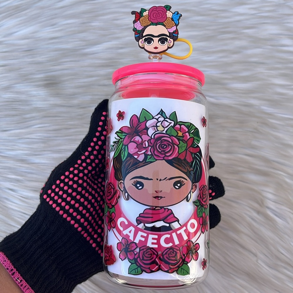 Frida Kalo glass can 16oz